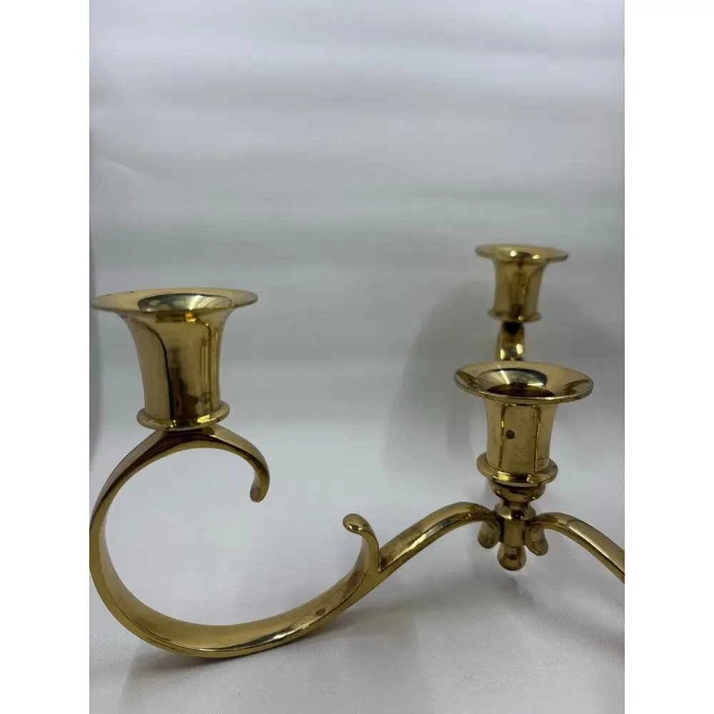 Antique Brass Three Candle Holder